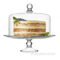 grand couvercle de dôme de gâteau en verre rond avec support